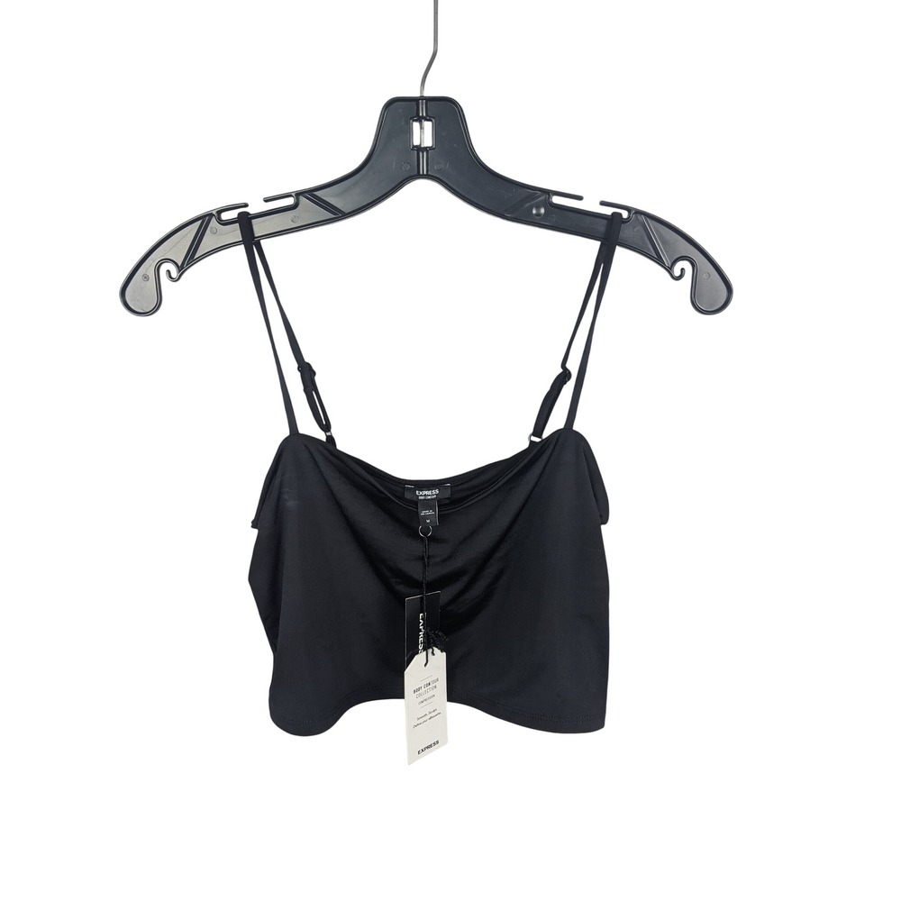 Express Body Contour Black Cami Crop Top Adjustable Straps Size M NEW